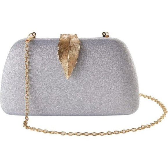 Evening Bag Clutch Purse Shoulder Sparkling Party Handbag Silver Gold - Picture 1 of 6